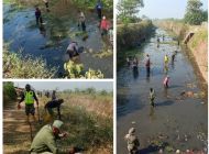 Kelompok Petani Desa Buahbatu Guyub Bersama Satgas Sektor 21-03 Bersihkan Sungai Cidurian