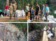 Satgas Sektor 21-05 Bersama Warga Bersihkan Bantaran dan Aliran Sungai Cisangkuy